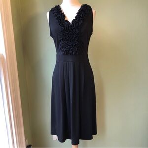 MADISON Black Sleeveless Rosette V Neckline Dress M